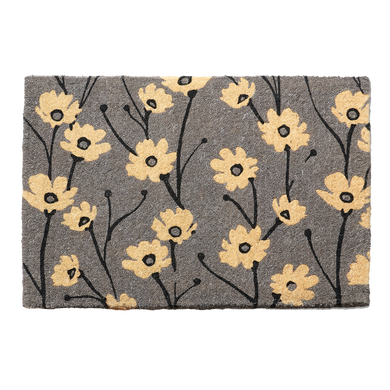 Wild Flowers Gray Natural Coir Doormat