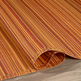Cancun Terracotta Striped Reversible Outdoor Patio Rug