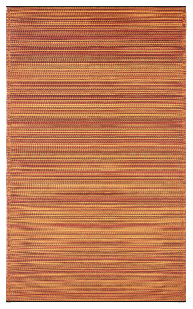 Cancun Terracotta Striped Reversible Outdoor Patio Rug