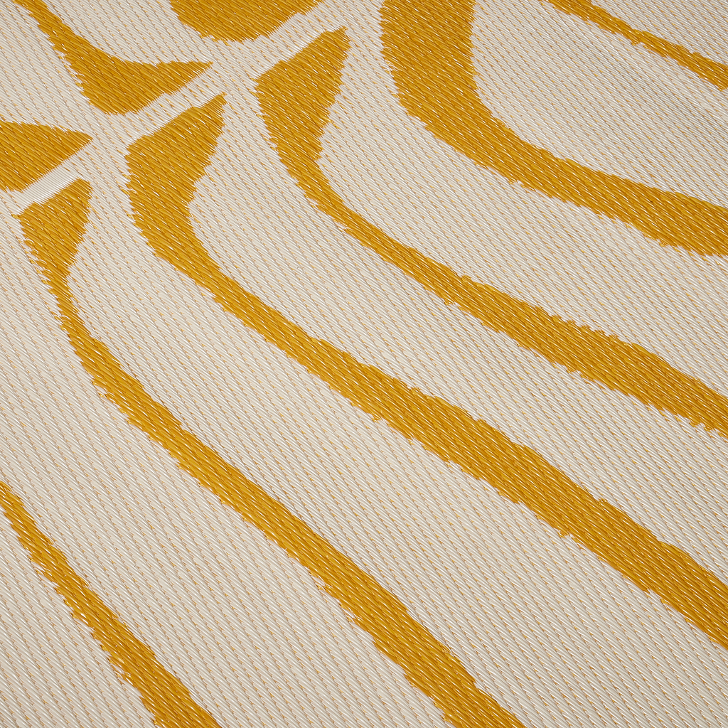 Hilo Honey Tropical Leaf Reversible Outdoor Patio Rug