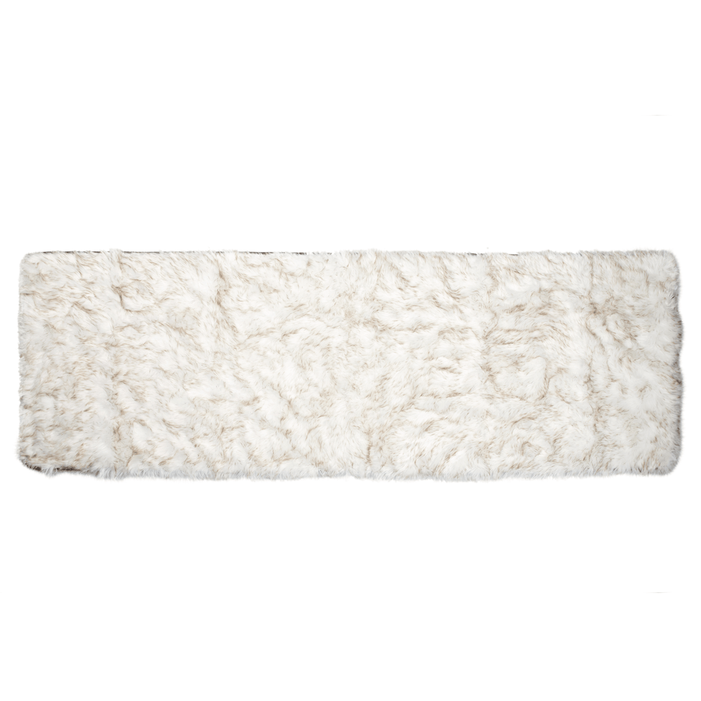PupProtector™ Waterproof Faux Fur Bed Runner – White with Brown Accents