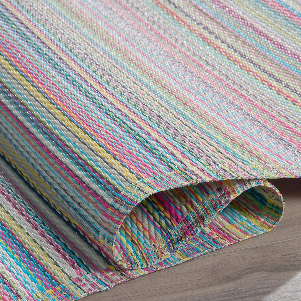 Cancun Candy Striped Reversible Outdoor Patio Rug