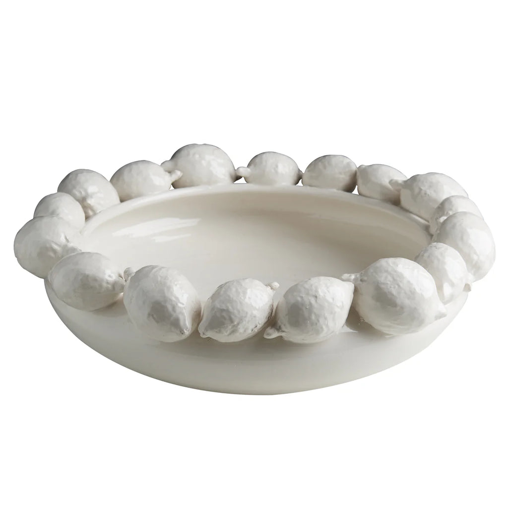Ceramic Lemon Bowl, Yellow/White