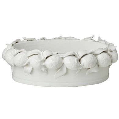 Oval Bowl with Lemons, Yellow/White