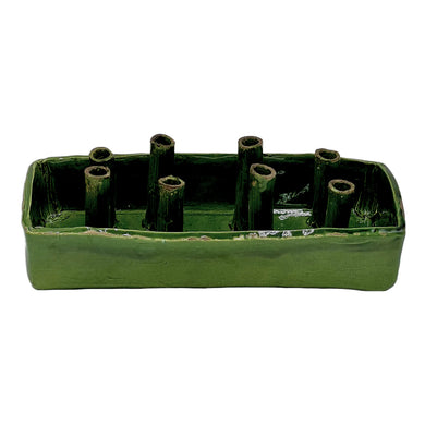 Ceramic Boat Tulipiere, Green/White, 8-Hole/10-Hole