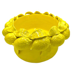 Oval Bowl with Lemons, Yellow/White