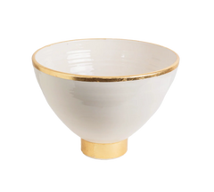 Contempo Collection, White Footed Bowl w/ Matte Gold, Small/Large