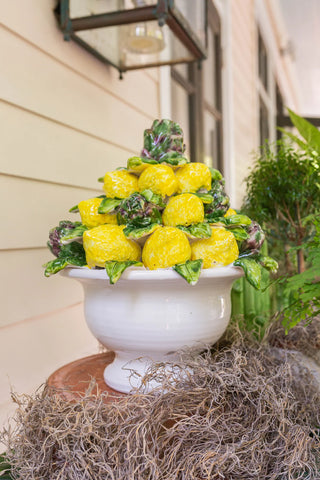 Lemon & Artichoke Topiary, Ivory/Painted