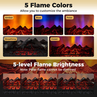 26-Inch Smart WiFi Infrared Quartz Electric Fireplace Insert with Realistic Logs – Black