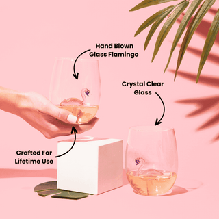 3D Pink Flamingo Stemless Wine Glasses – Set of 2