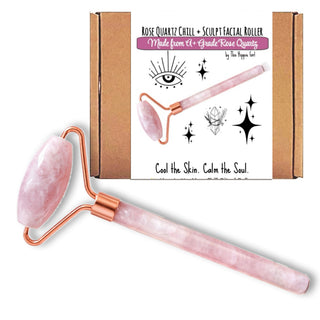 Rose Quartz Facial Roller – Cooling & Depuffing Massage Tool in Rose Gold