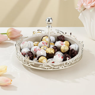 Jiwar - Large Serving Stand - Beige & Silver