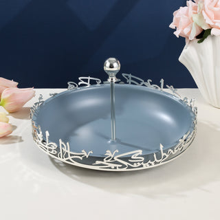 Jiwar - Medium Serving Stand - Haze Blue & Silver