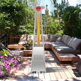 42,000 BTU Pyramid Propane Patio Heater with Glass Flame Tube and Wheels