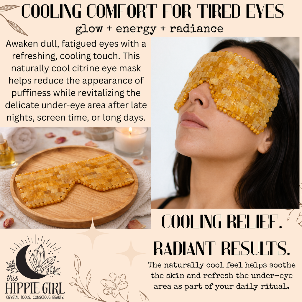 Golden Glow Citrine Eye Mask – Genuine Crystal Cooling Spa Ritual