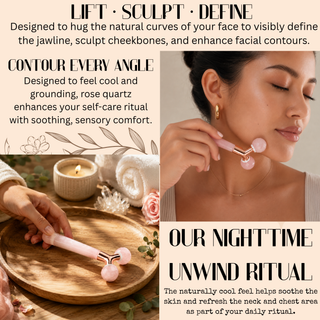 Rose Quartz Tension Ritual™ Roller – 3D Faceted Crystal Face & Neck Massager