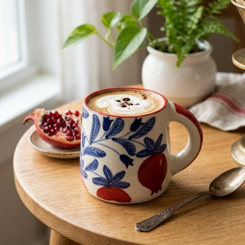 Anara Signature Pomegranate Mugs – Hand-Painted Set of 2