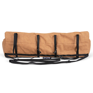PupProtector™ Vegan Leather Memory Foam Dog Car Bed – Camel