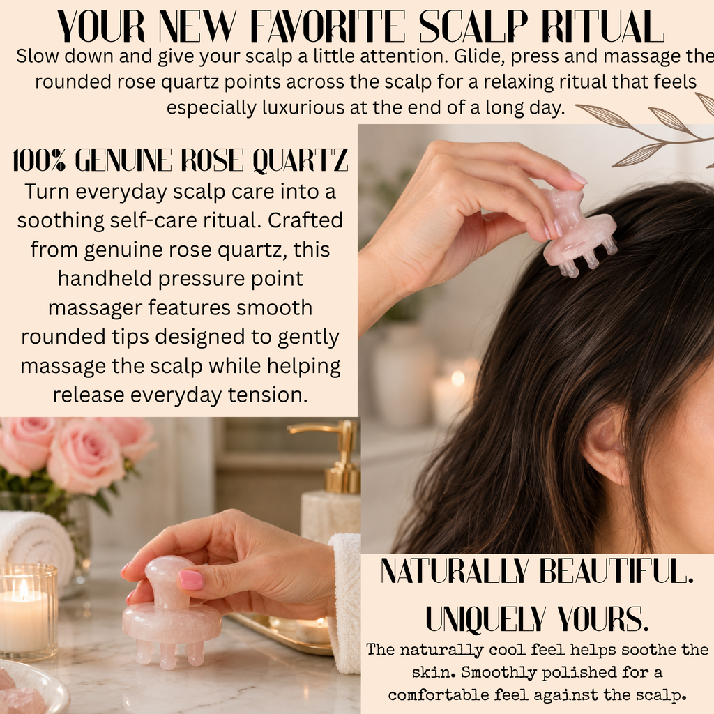 Rose Quartz Scalp Ritual™ – Pressure Point Crystal Scalp Massager