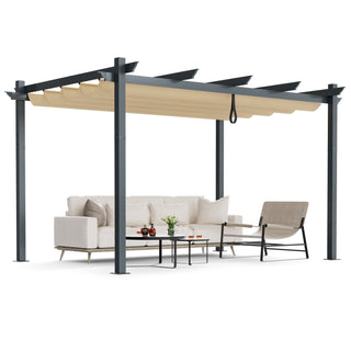 Outdoor Aluminum Pergola with Retractable Canopy – 10' x 13'