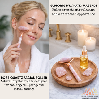 Rose Quartz Facial Roller – Cooling & Depuffing Massage Tool in Rose Gold