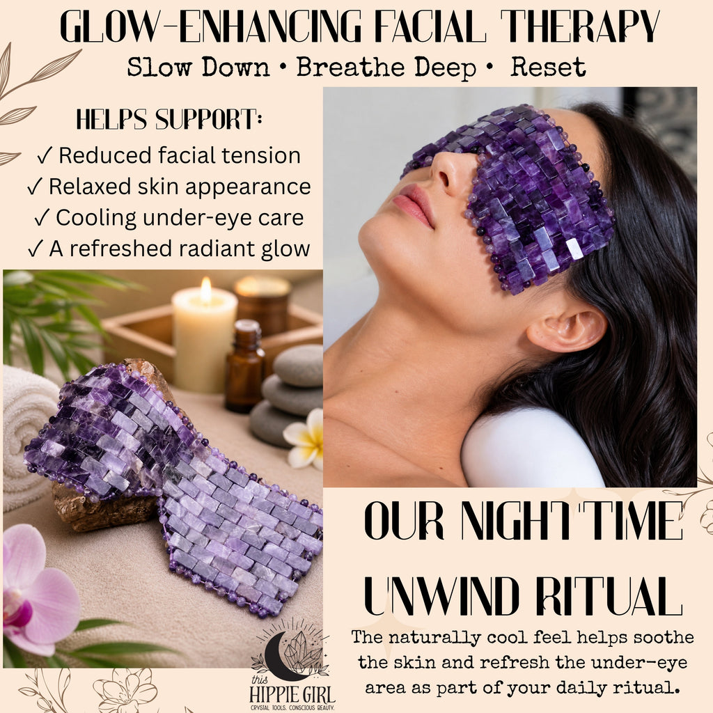 Midnight Amethyst Crystal Eye Mask – Cooling Gemstone Spa Ritual
