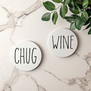 One Word Ceramic Coasters – Minimalist Bar & Coffee Table Collection (4