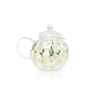 Hand-Painted Daisy Glass Teapot