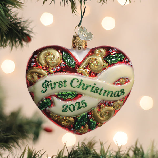 2025 First Christmas Heart Ornament – Personalized Keepsake Gift for Newborn or Couple