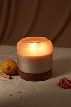 Winter Frost Candle - 88-Hour Woodsy Scented Candle with Frosted Glass and Wooden Base