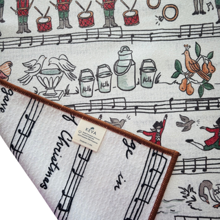 Elegant 12 Days of Christmas Double-Sided Tea Towel