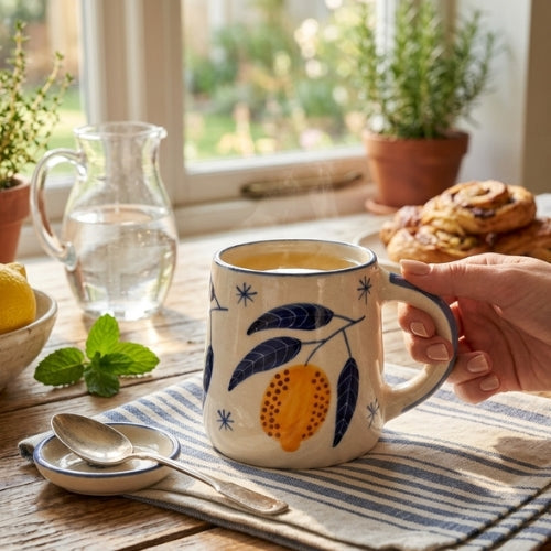 Lemon Yellow Coffee Mug Set of 2