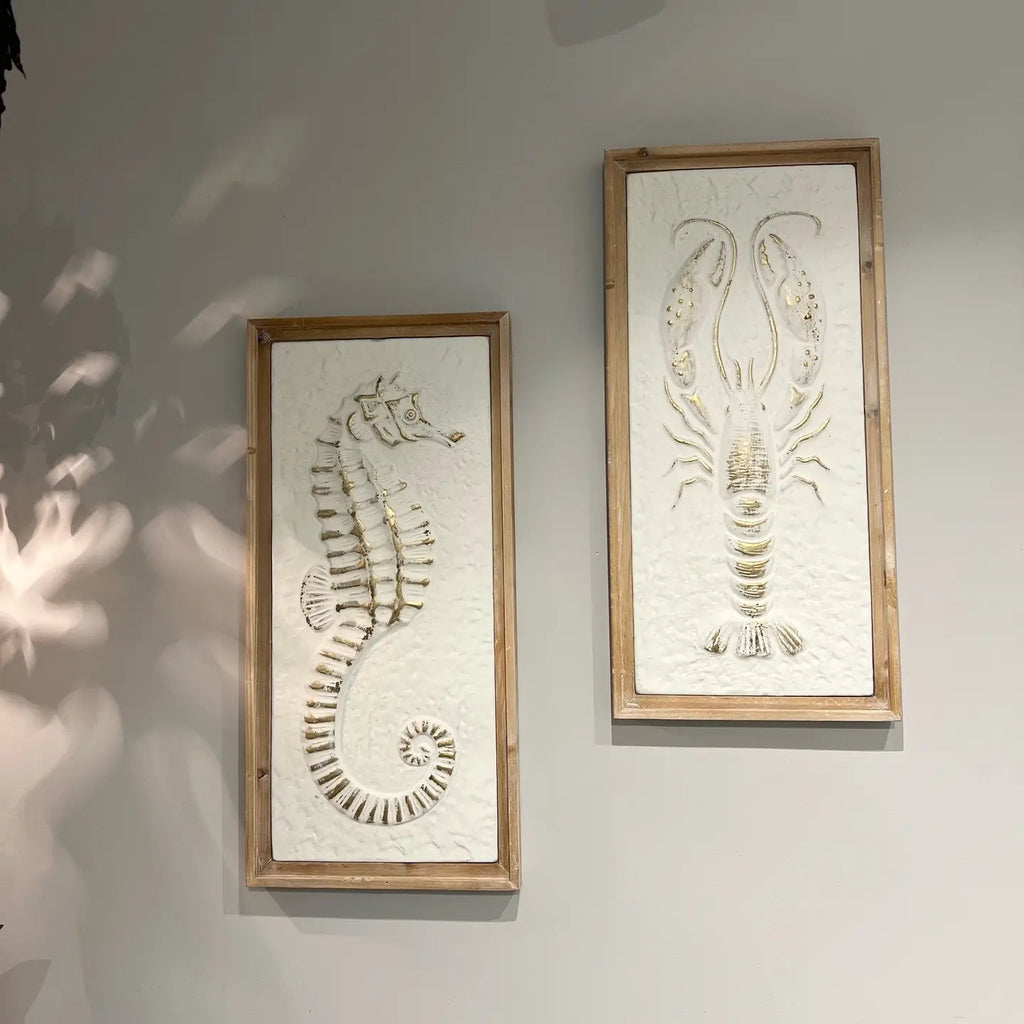 Wood-Framed Coastal Relief Wall Art