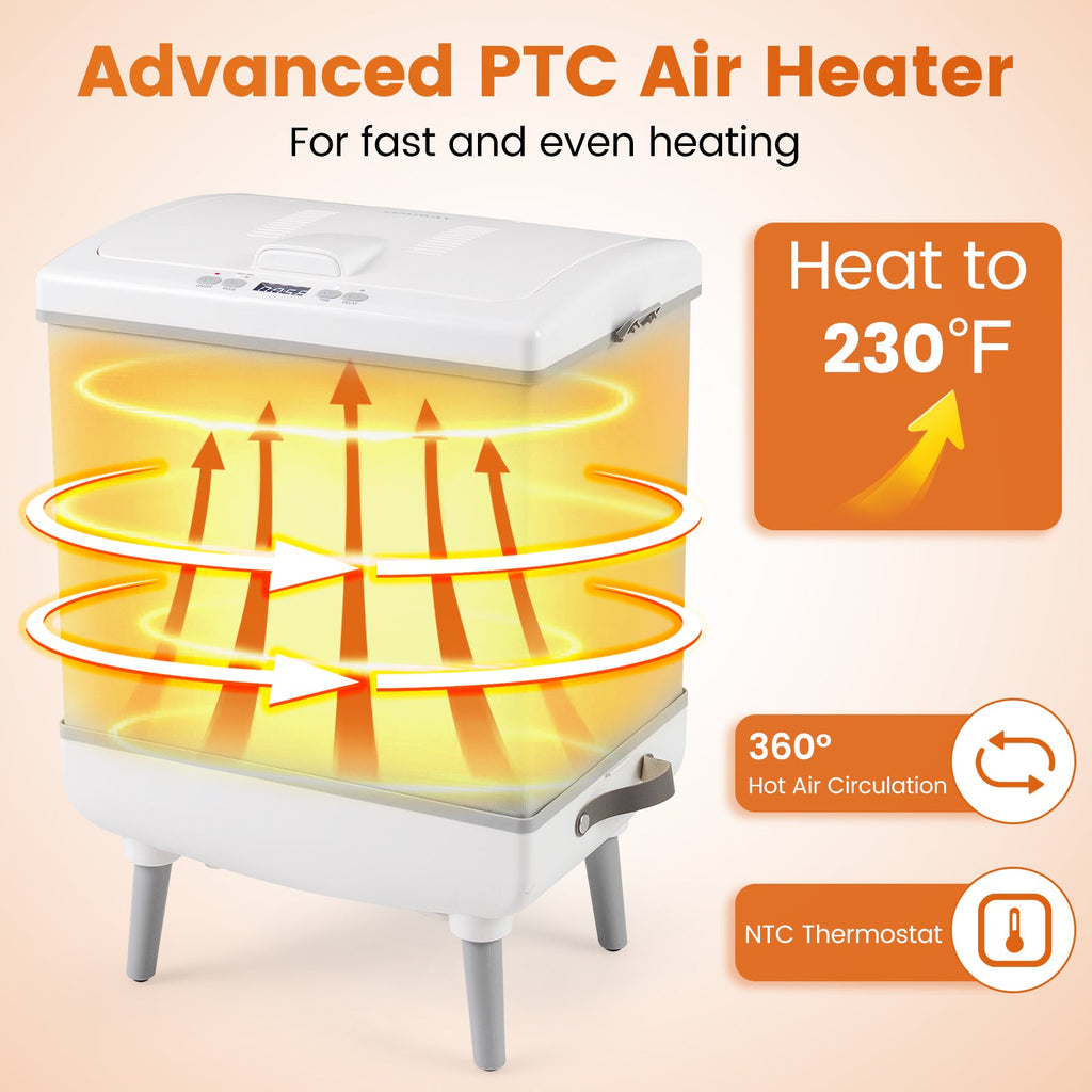 35L Large-Capacity Towel Warmer and Dryer with Aromatherapy – White