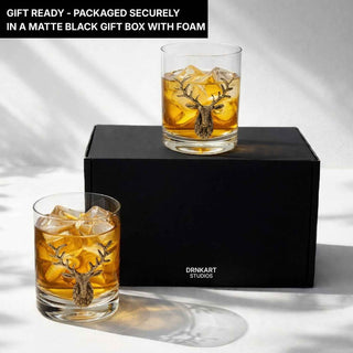 Gold Stag Crystal Whiskey Glasses – Set of 2