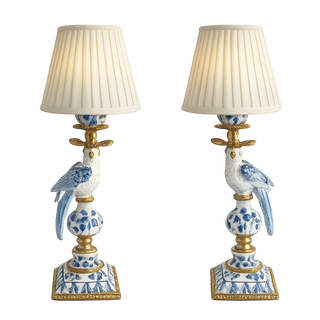 Large Blue & White Bird Rechargeable Lamp