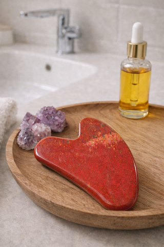Red Jasper Heart Gua Sha – Natural Stone Facial Sculpting & Massage Tool