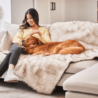 PupProtector™ Waterproof Throw Blanket – White with Brown Accents