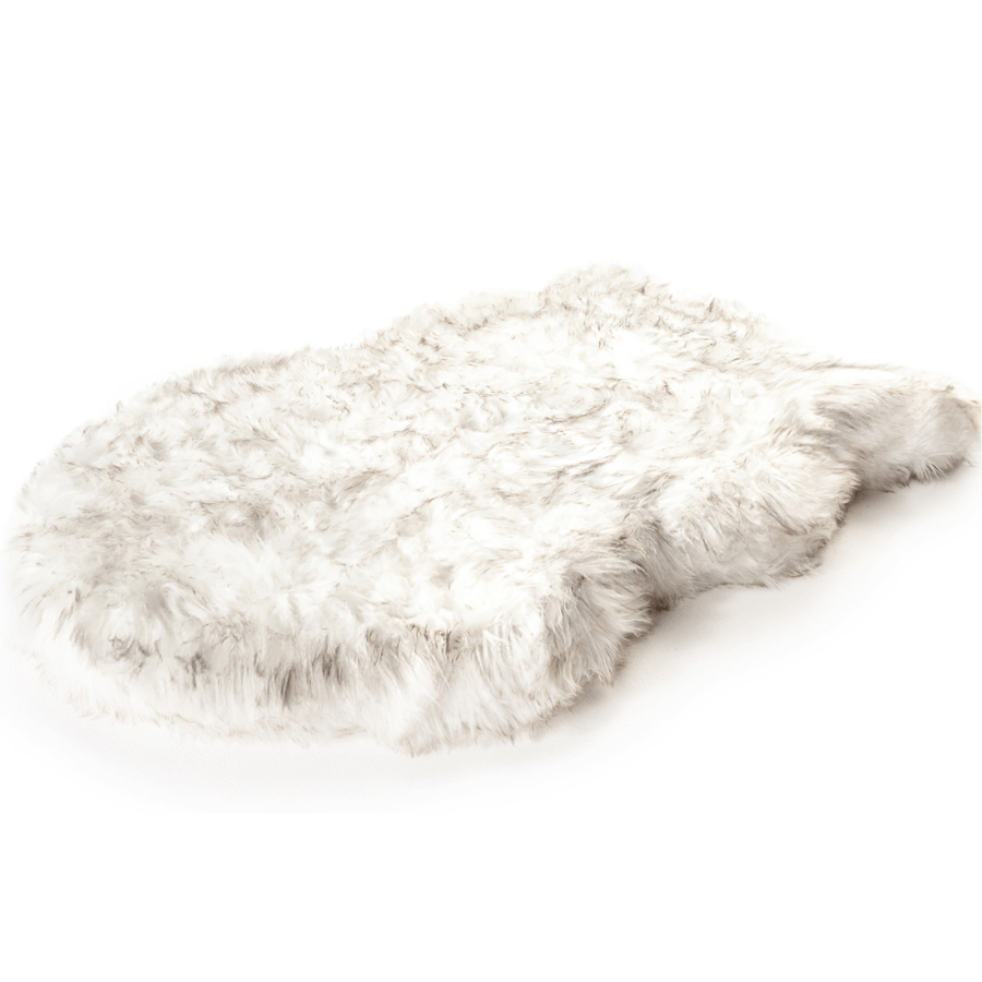 PupRug by Paw.com® Faux Fur Orthopedic Dog Bed – Curve White with Brown Accents