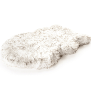 PupRug by Paw.com® Faux Fur Orthopedic Dog Bed – Curve White with Brown Accents
