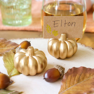 Harvest Gold Pumpkin Place Card Holders – Set of 6