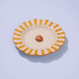 Ceramic Yellow Stripe Salad Plate