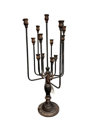 Antique-Style Aged Iron Multi-Arm Candelabra