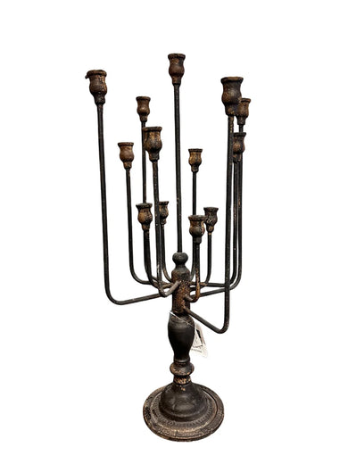 Antique-Style Aged Iron Multi-Arm Candelabra