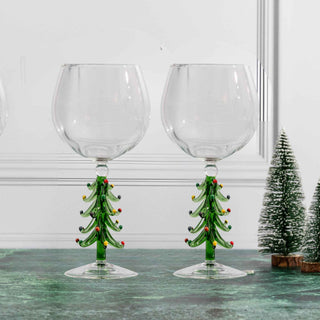 3D Christmas Tree Wine Glasses – Set of 2