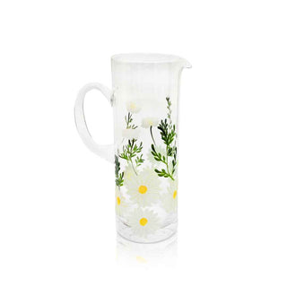 Hand-Painted Daisy Glass Pitcher – 62 oz