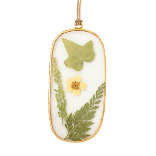 Buttercup Squoval Pressed Floral Hanging Pendant