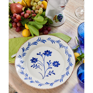 Casa Nuno Blue & White/Pink & White/Green & White Dinner Plate, 3 Flowers/Vines, Set of 2