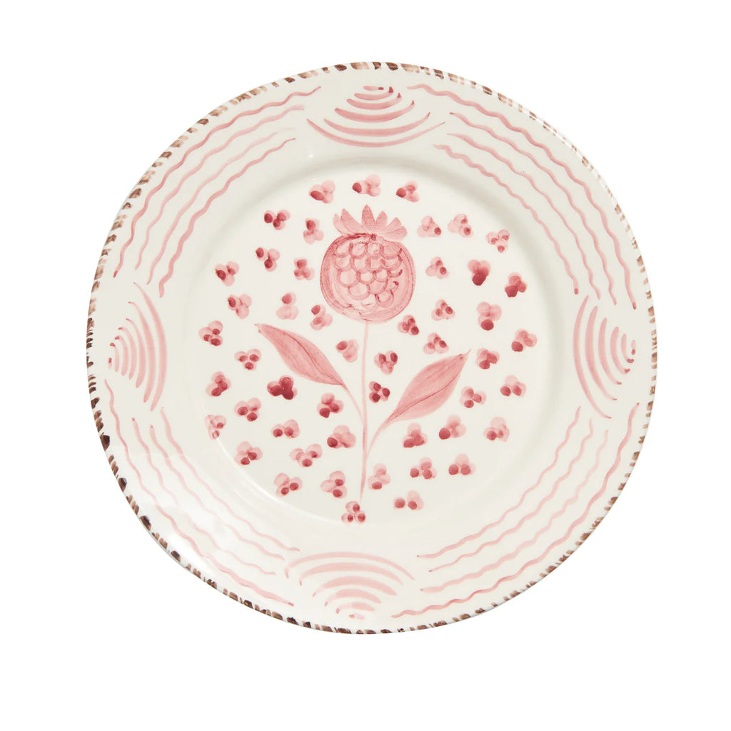 Casa Nuno Blue & White/Pink & White/Green & White Dinner Plate, Pomegranate/Waves, Set of 2