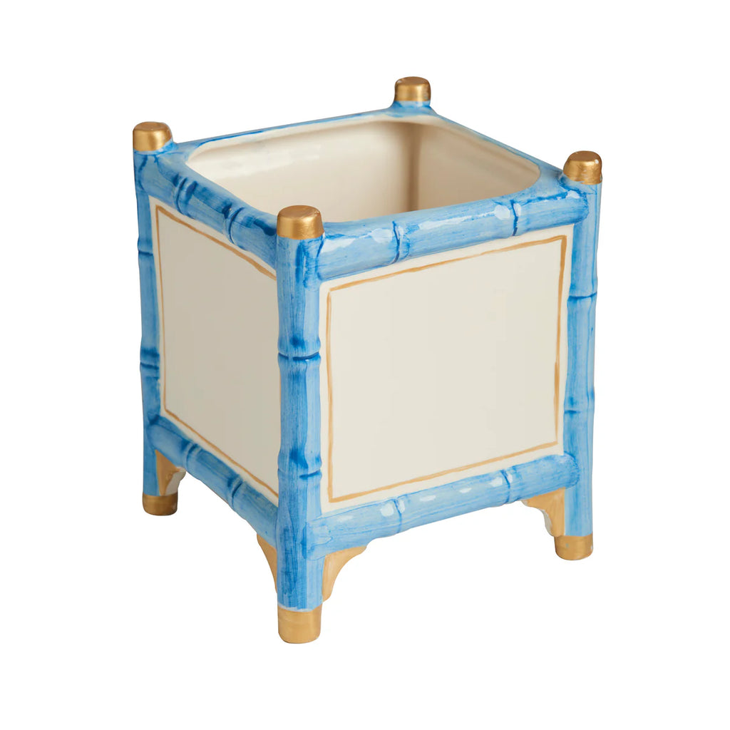 Bamboo Cachepot, Blue & Gold/ Green & Gold/ White & Gold, Small/Large